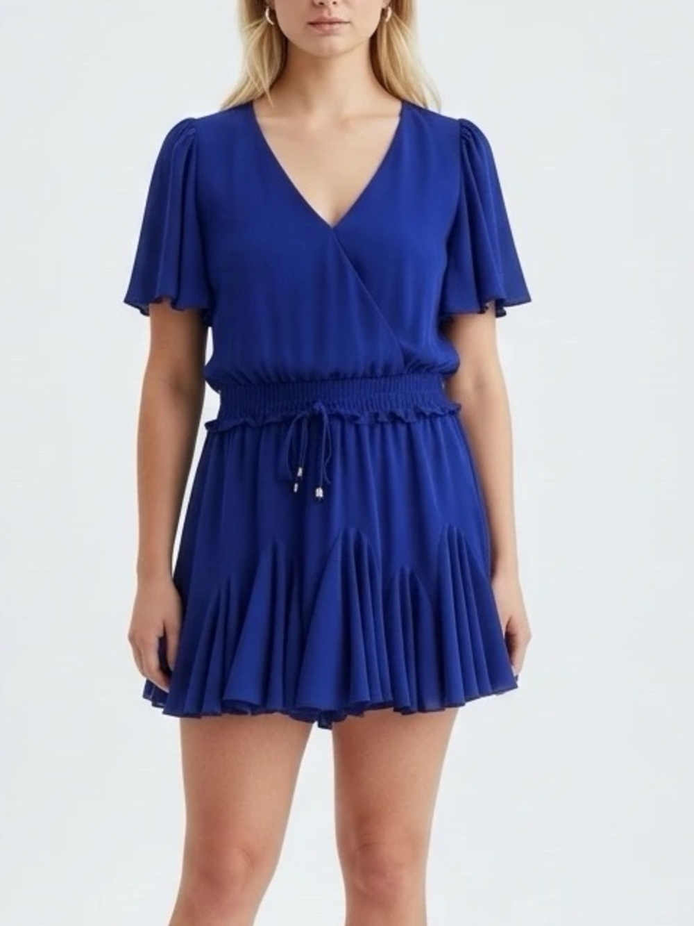 Main Strip Royal Blue Short Sleeve Romper